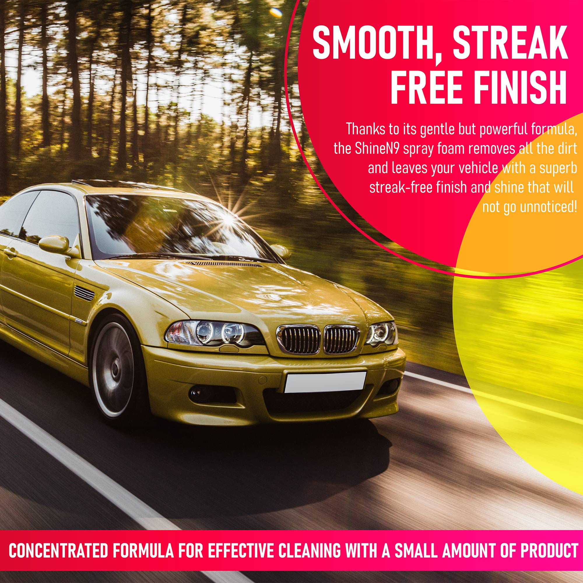 Premium Concentrated Car Wash Soap - 16 oz Gentle Foaming Car Detergent for Dirt, Grime, Pollen & Dust - Streak-Free Fast Cleaning Lather - Ideal for Hand Washing, Auto Detailing & Vehicle Maintenance