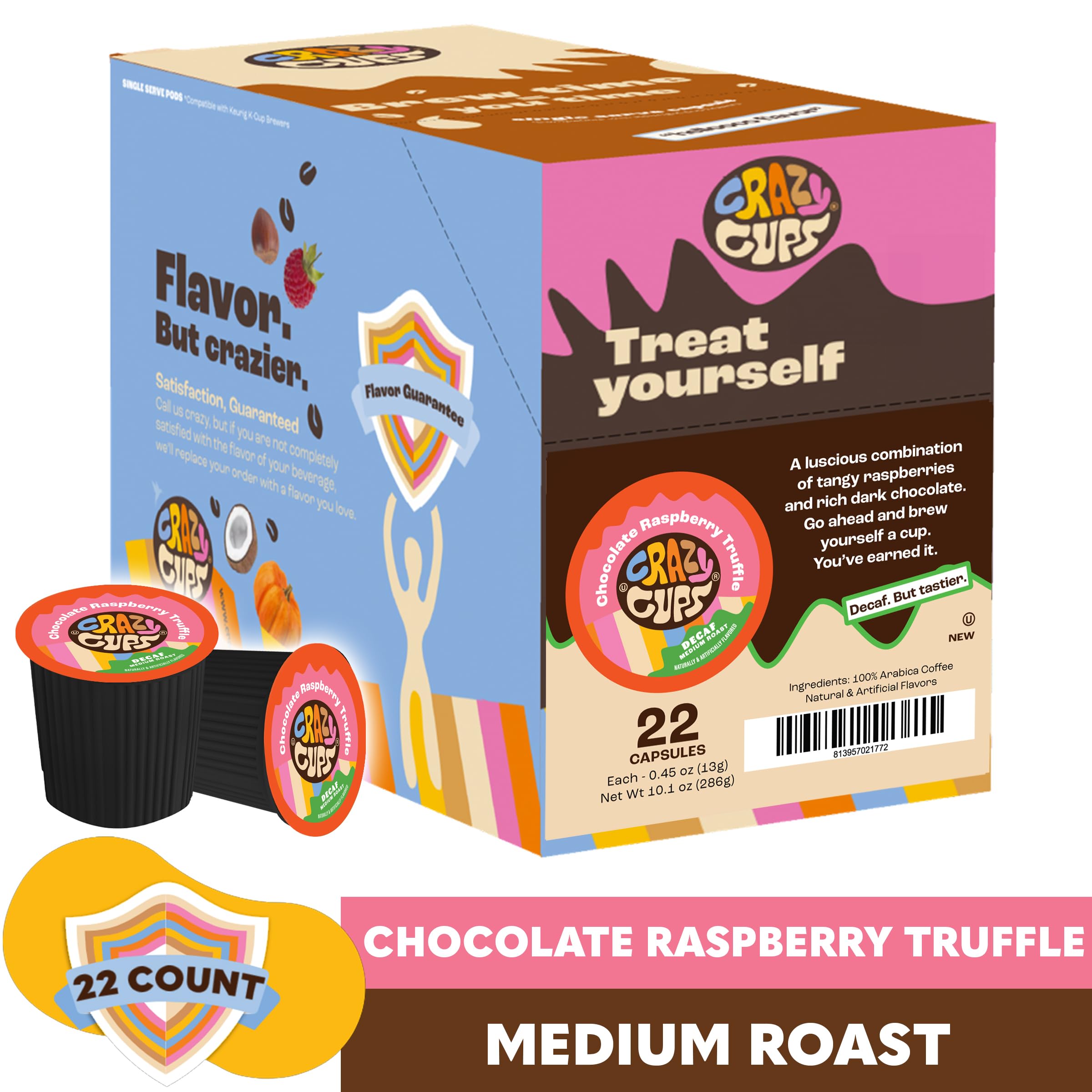 Decaf Chocolate Raspberry Truffle Coffee Pods for Keurig K-Cup Brewers - 22 Count Decaffeinated K-Cups - Rich Flavor, Smooth Taste - Perfect for Evening Relaxation & After-Dinner Coffee Time