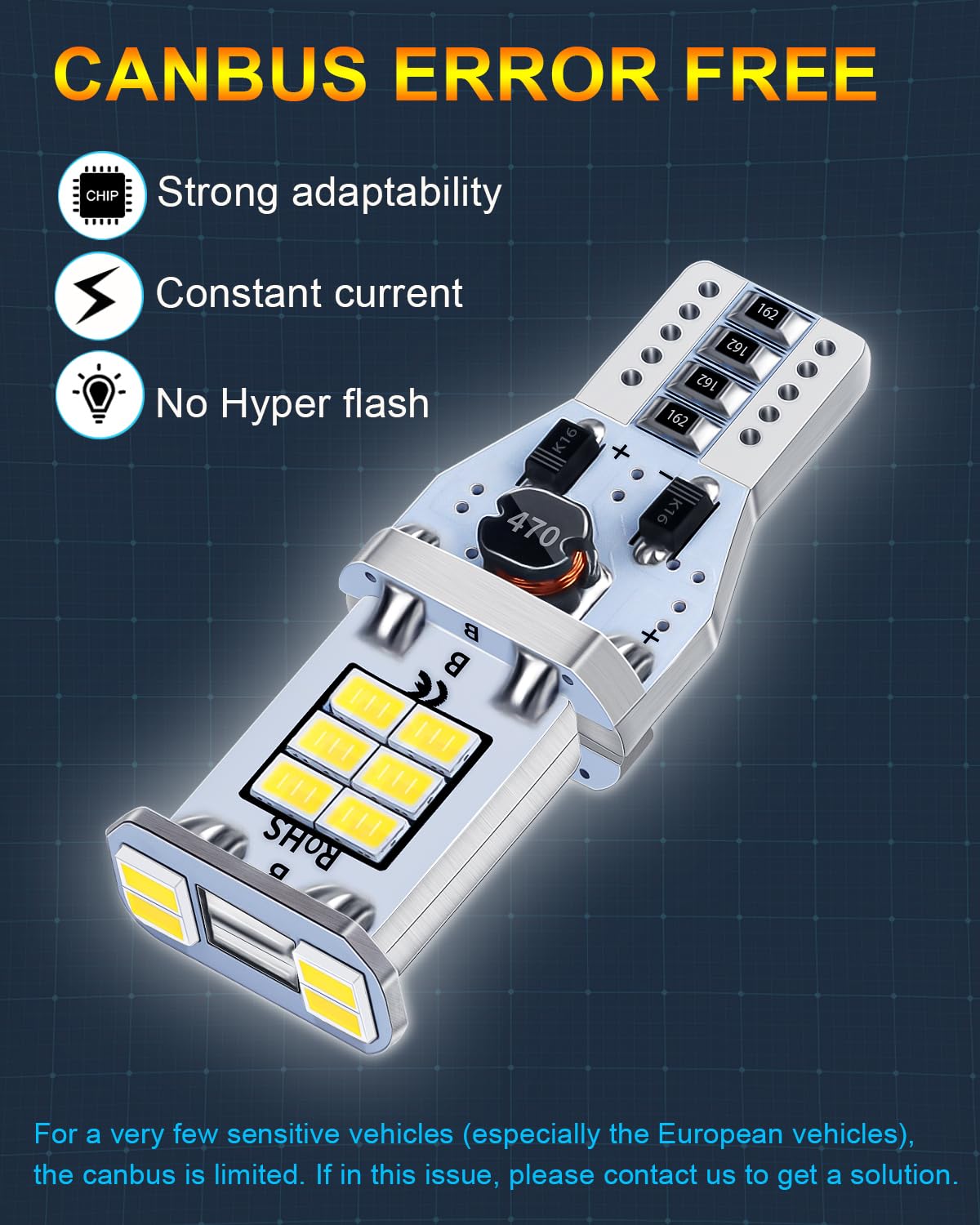 912 921 T15 906 922 W16W LED Bulb - Super Bright Canbus Error Free Backup Reverse Light Replacement - 6000K White (Pack of 2) - Perfect for Car Tail Lights, Brake Lights & License Plate Illumination