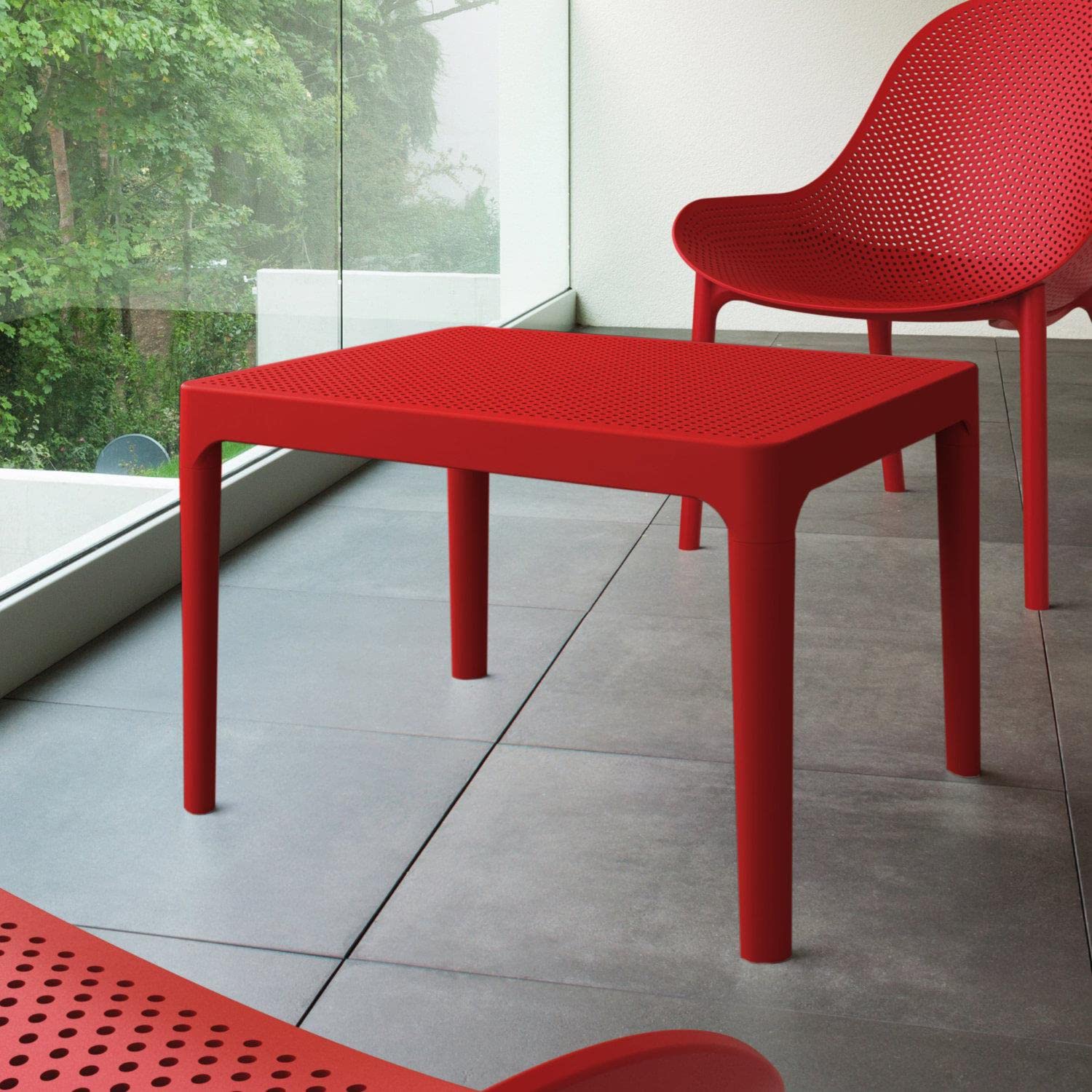 Siesta Sky Side Table 24 Inch Red End Table - Modern Accent Table for Living Room, Bedroom, or Patio - Perfect for Coffee, Books, and Decor