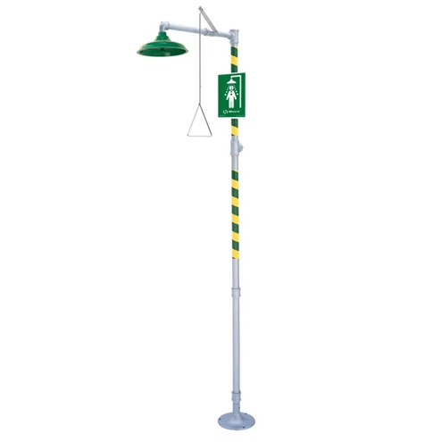 Haws 8100 AXION MSR Floor Mounted Emergency Drench Shower with Plastic Shower Head - Chemical Safety Equipment for Laboratories & Industrial Workplaces