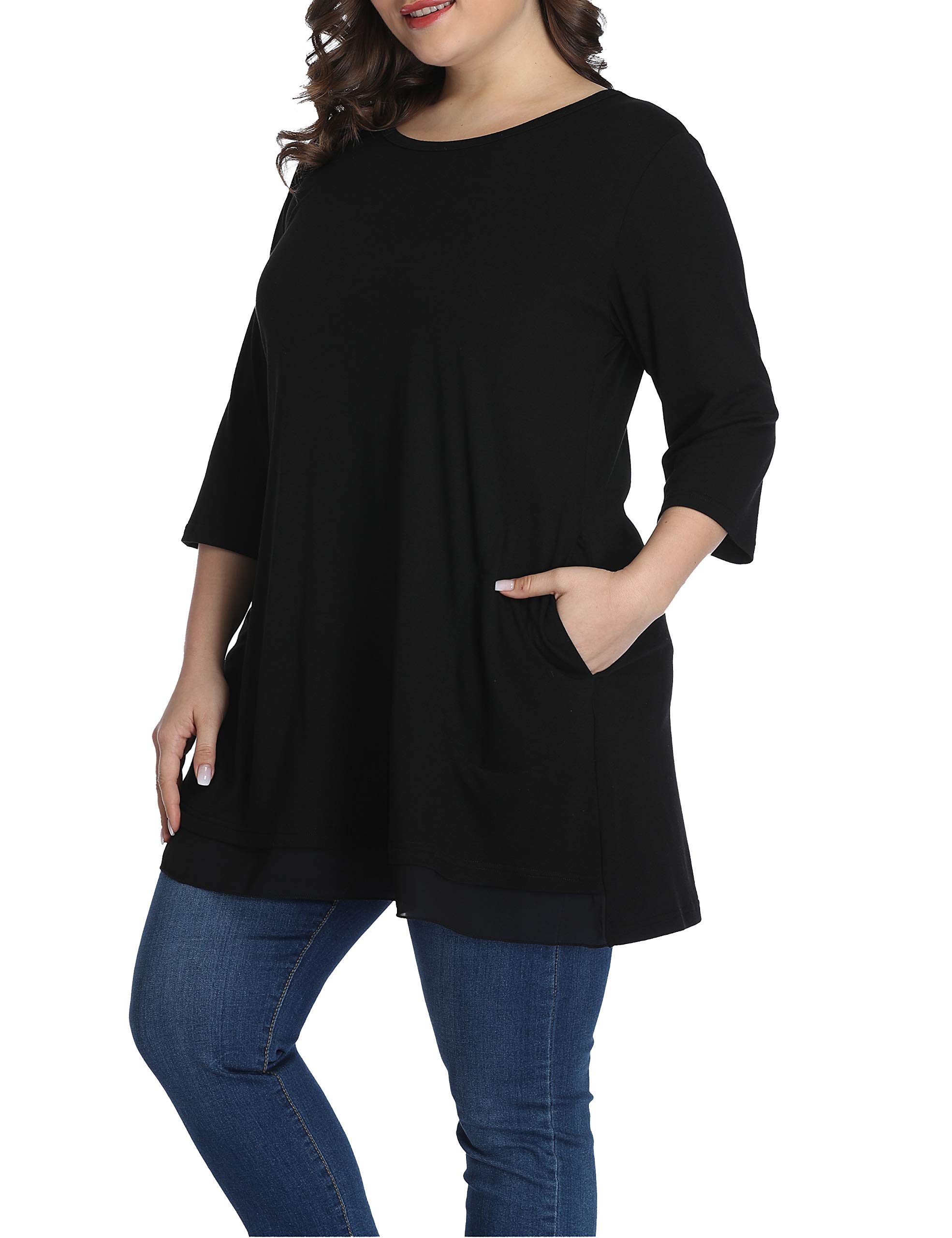 Shiaili Heather Plus Size Tunic Tops for Women - Long Flowy Casual Shirts for Leggings | Comfortable Loose Fit Blouse for Work, Travel & Everyday Wear