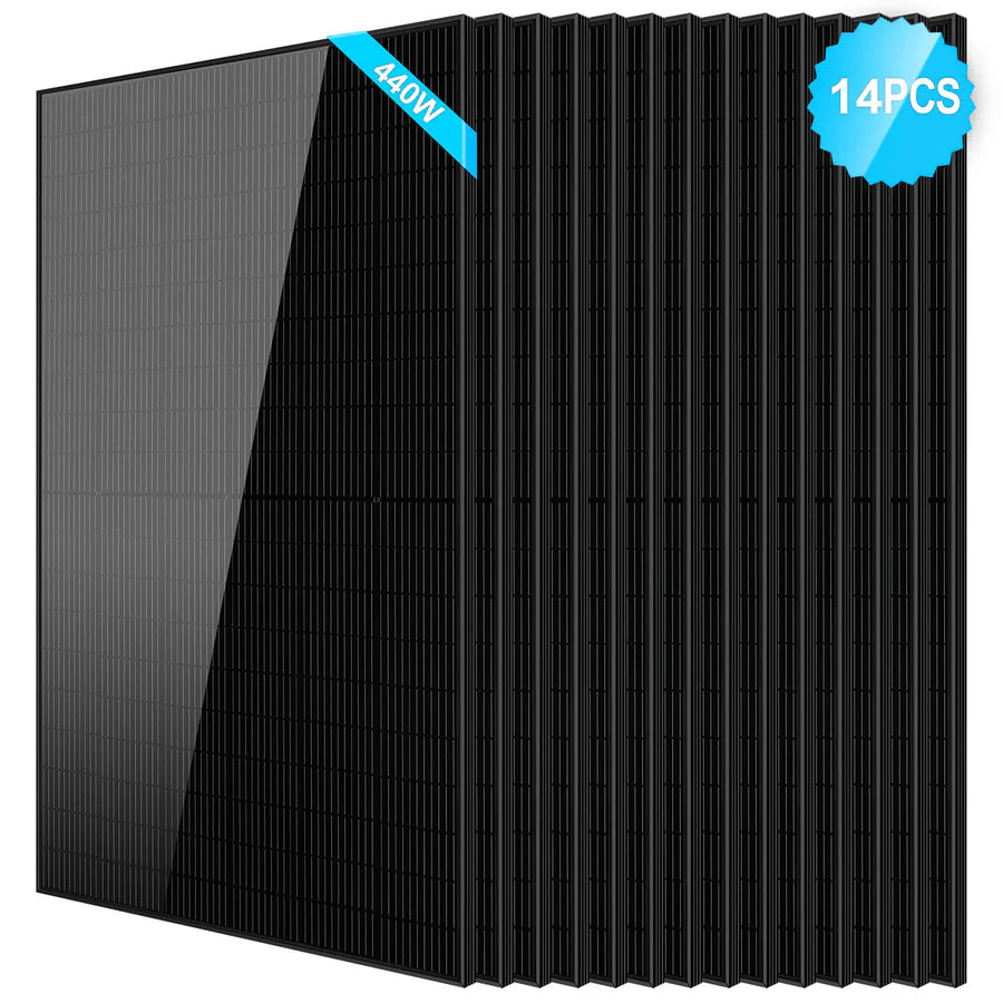 SunGoldPower 440W Monocrystalline Black PERC Solar Panel - High Efficiency Solar Panel for Home, RV & Off-Grid Power - Perfect for Residential, Camping & Emergency Backup
