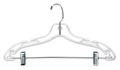 100-Pack Clear Plastic Suit Hangers with Heavy-Duty Clips - 17 Inch Clothes Hangers for Wardrobe Organization, Retail Stores & Travel Packing