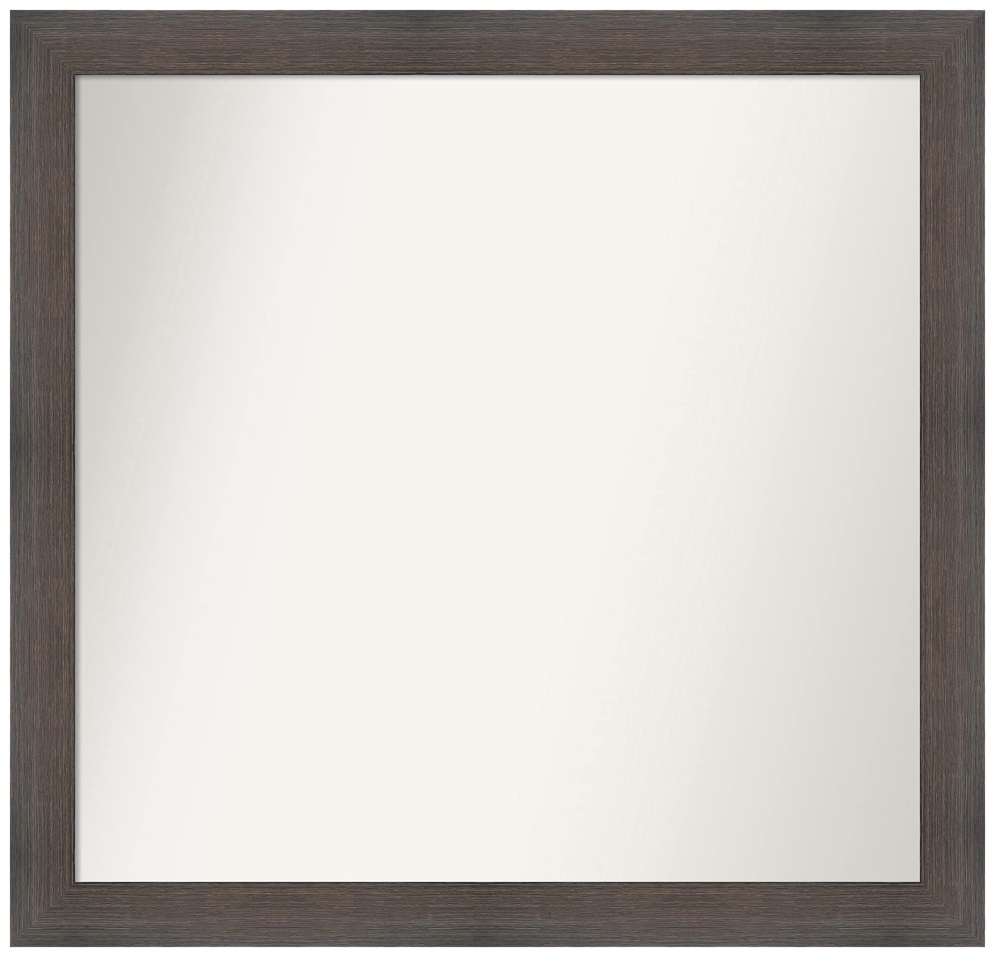 Amanti Art Non-Beveled Custom Wall Mirror 25x26 Inches - Solid Hardwood Chocolate Brown Narrow Frame - Bathroom, Living Room, Bedroom Decor - Custom Sizes Available