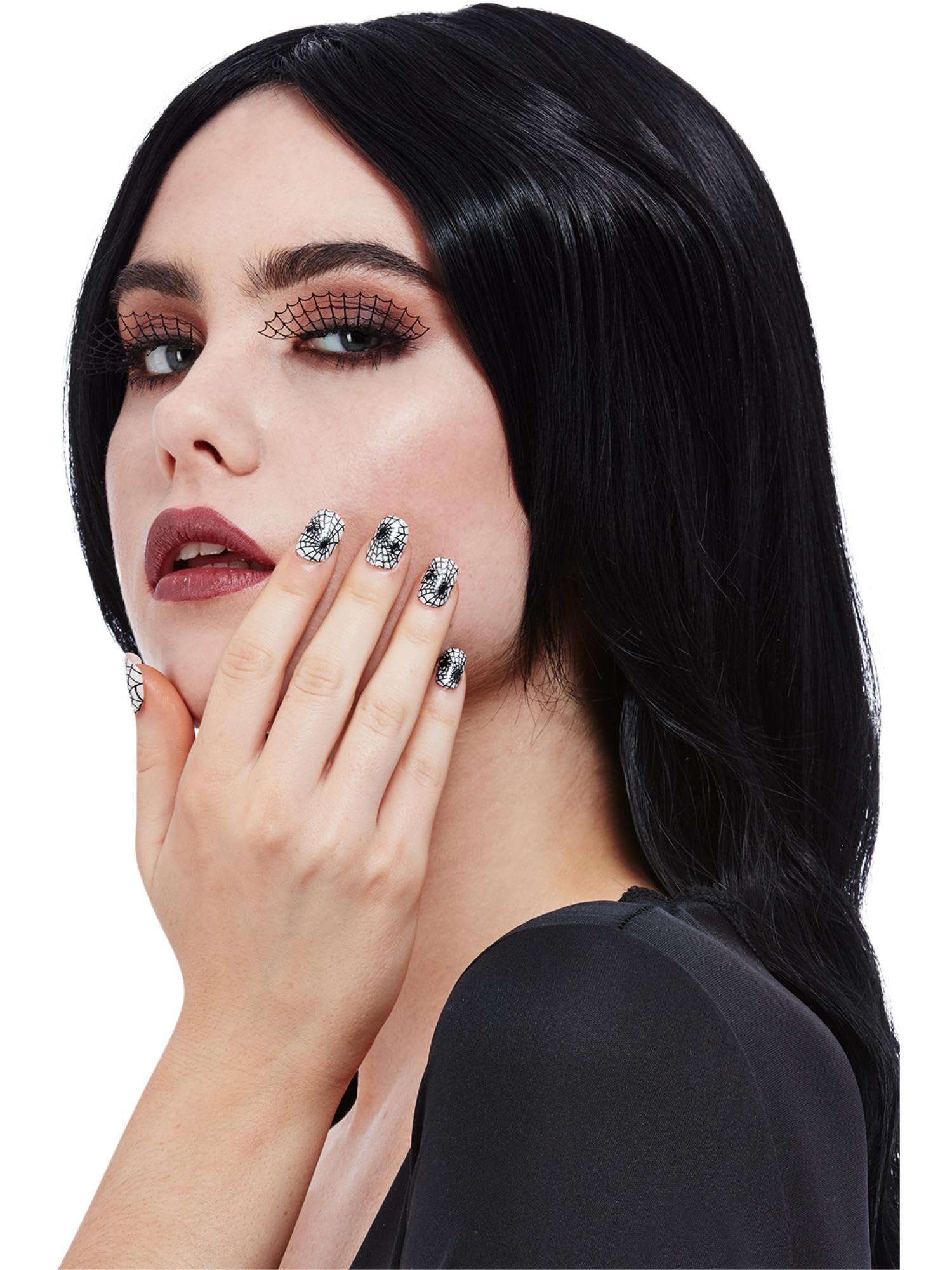 Smiffys Halloween Makeup FX Kit with Spiderweb Eyelashes & Nail Set - Perfect for Costume Parties, Cosplay & Horror Events