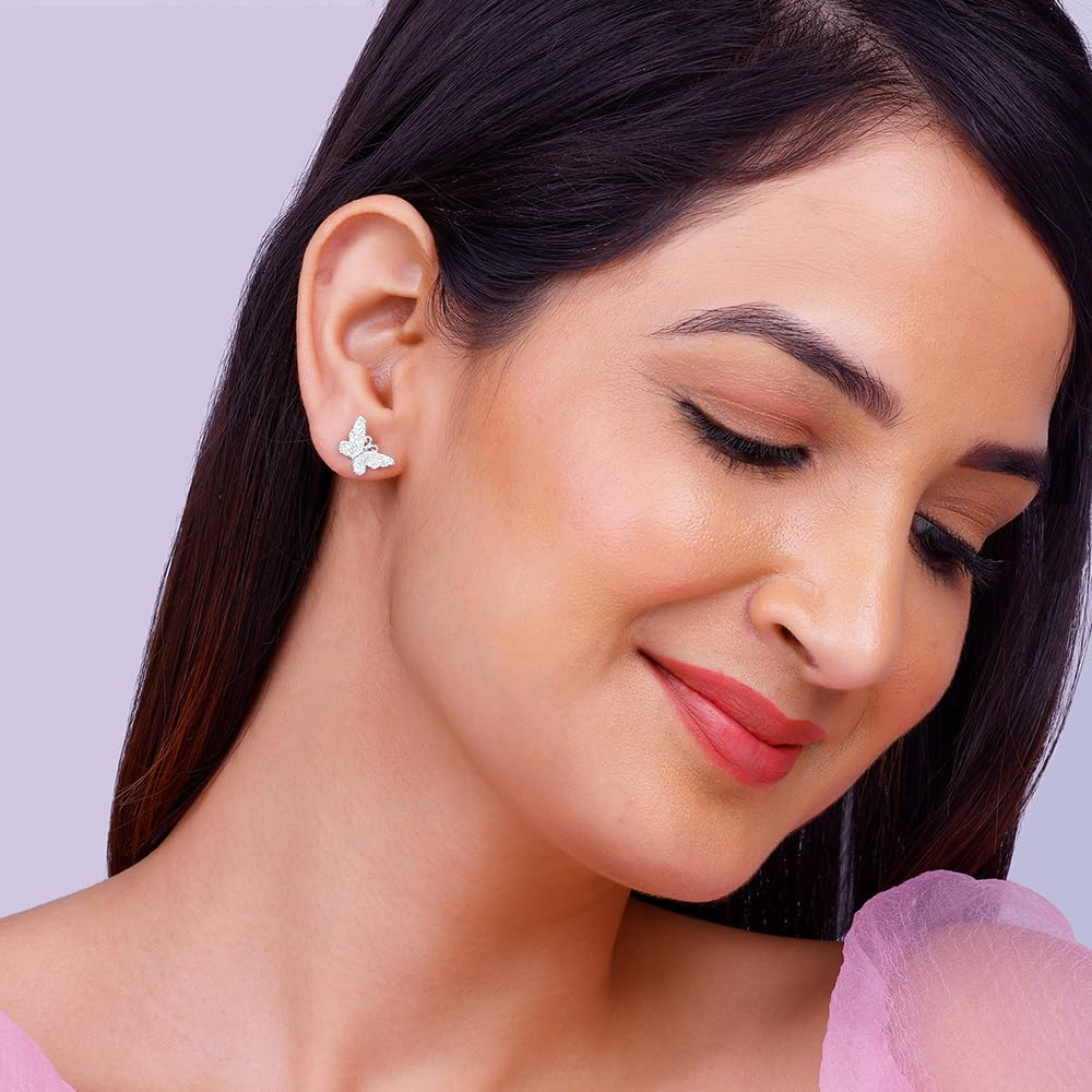 GIVA 925 Sterling Silver Hypoallergenic Zircon Butterfly Stud Earrings for Women - Elegant Jewelry Gift for Anniversary, Birthday & Special Occasions | Perfect for Date Night, Party & Everyday Wear