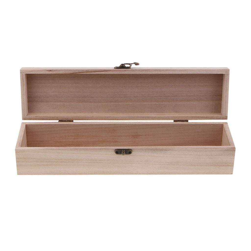 Natural Unfinished Wood Box with Lid - Classic Handmade Pencil Case, Memory Keepsake Box for School, Office & Home Organization | Perfect for Stationery, Jewelry & Small Treasures Storage