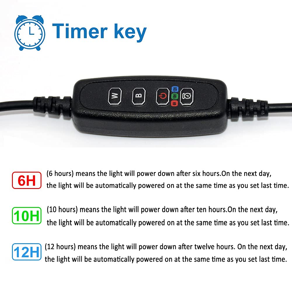 VARMHUS RGB Clip-On Aquarium Light with Timer & Dimmer - 7W Adjustable Fish Tank Lighting for Sunrise/Sunset Effects, Perfect for Freshwater Plants & Small Aquariums - Ideal for Home, Office & Aquatic Hobbyists