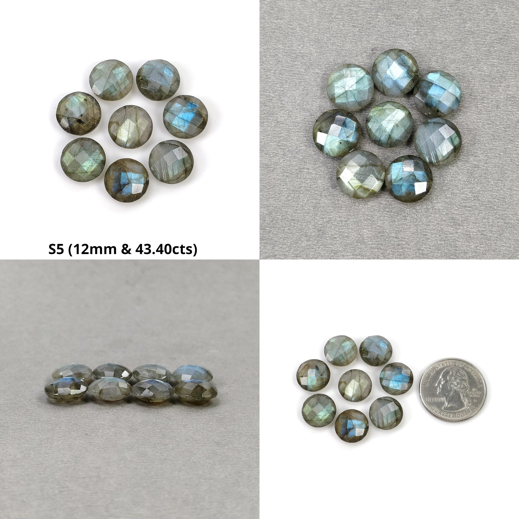 Natural Untreated Rainbow Flashing Labradorite Gemstone - Checker Cut Round Briolette Beads Set for Jewelry Making, Wire Wrapping, and DIY Crafts | Healing Crystal for Meditation & Energy Work