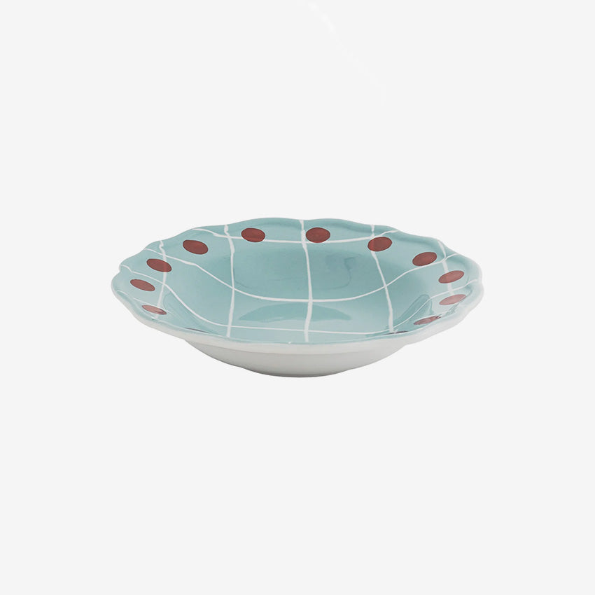 Bitossi Home Quadri Pois Rim Deep Plate - Colorful Ceramic Dinner Plate for Modern Dining, Perfect for Serving Appetizers, Pasta & Desserts | Elegant Tableware for Restaurants & Home Entertaining
