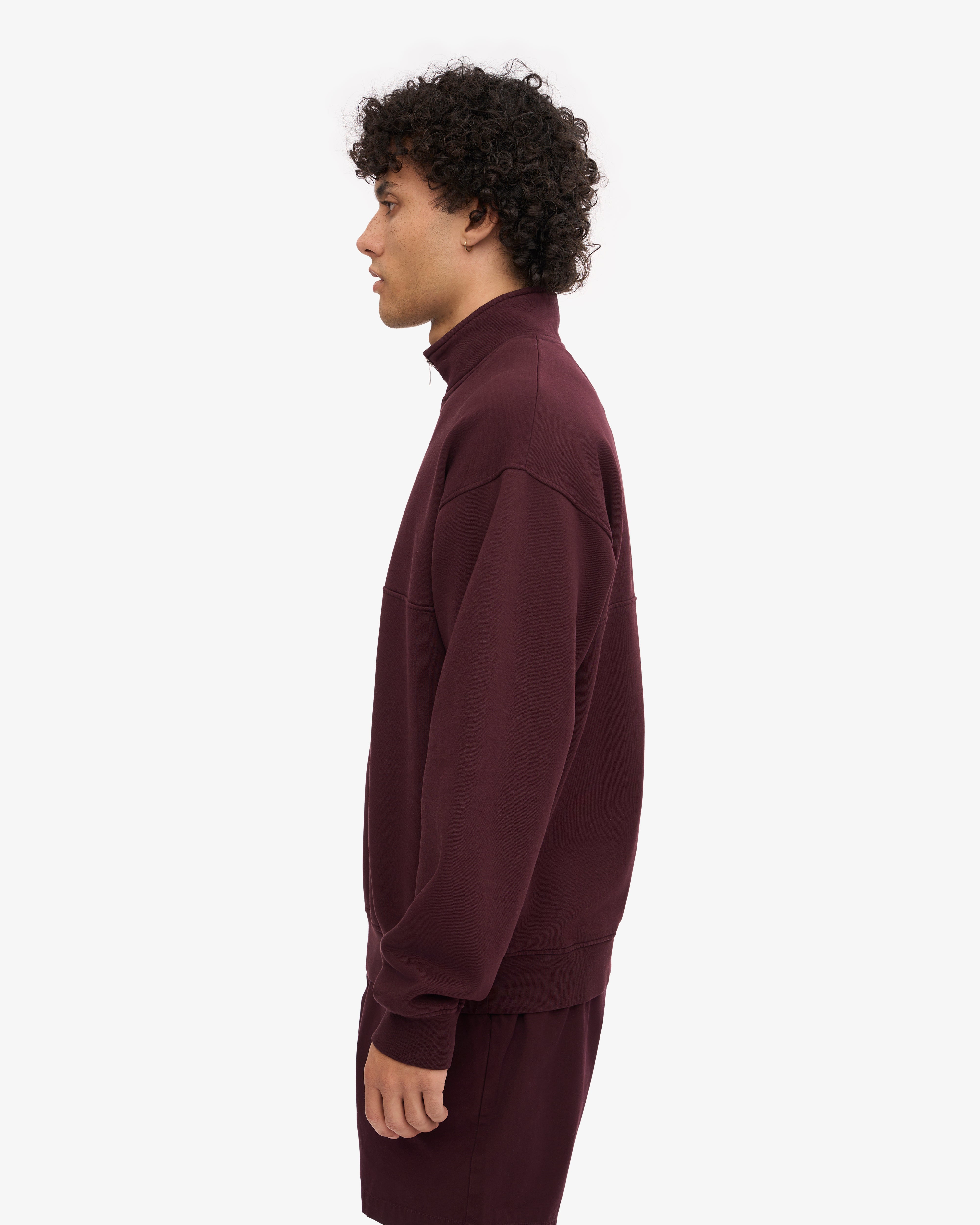 Organic Quarter Zip Sweater for Men & Women - Soft Oxblood Red Pullover for Fall & Winter - Perfect for Outdoor Activities & Casual Wear