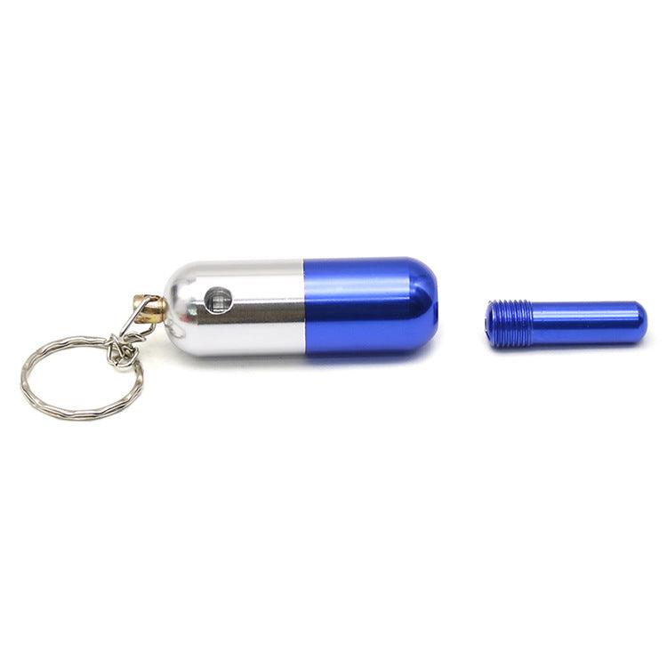 Mini Pill-Shaped Metal Keychain Smoking Pipe for Tobacco & Herbs - Portable & Discreet for Travel, Hiking, and Outdoor Use
