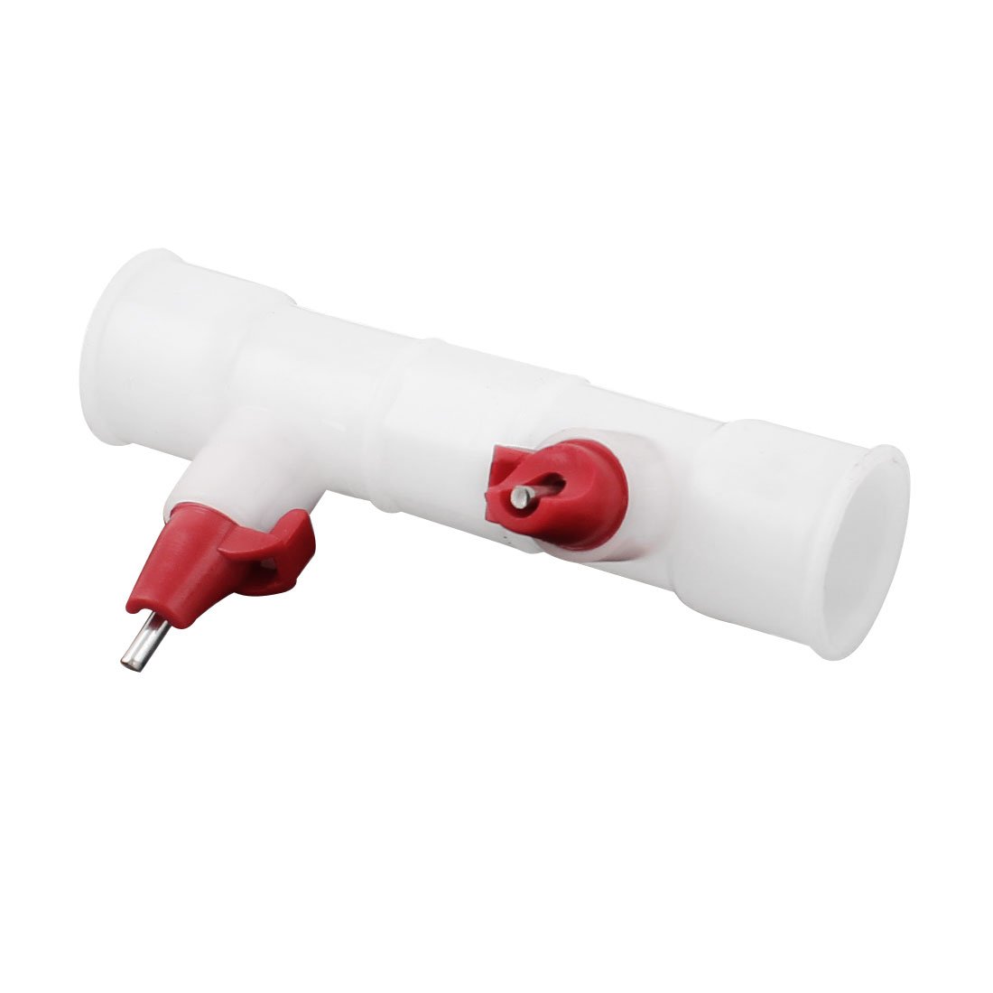Automatic Chicken Water Feeder with Double Nipple Drinker - 22mm Diameter White Poultry Waterer for Coops & Backyard Farms - Perfect for Chickens, Ducks, and Small Livestock