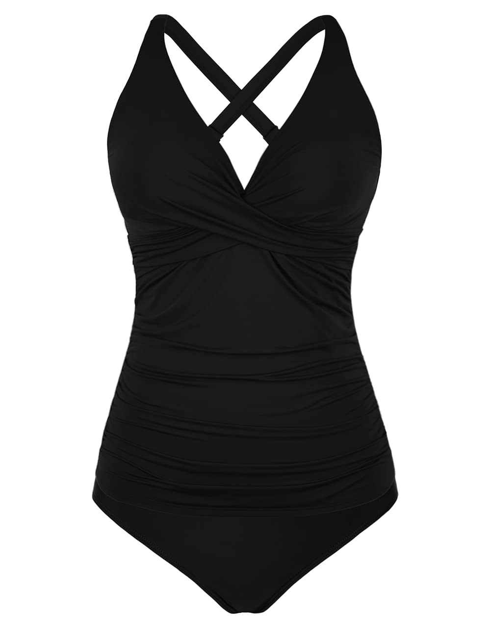 Hilor Women's Tankini Swimsuit - Front Twist V Neck Swim Top with Tummy Control, Shirred Two Piece Bathing Suit for Women | Perfect for Beach Vacations, Pool Parties & Summer Getaways