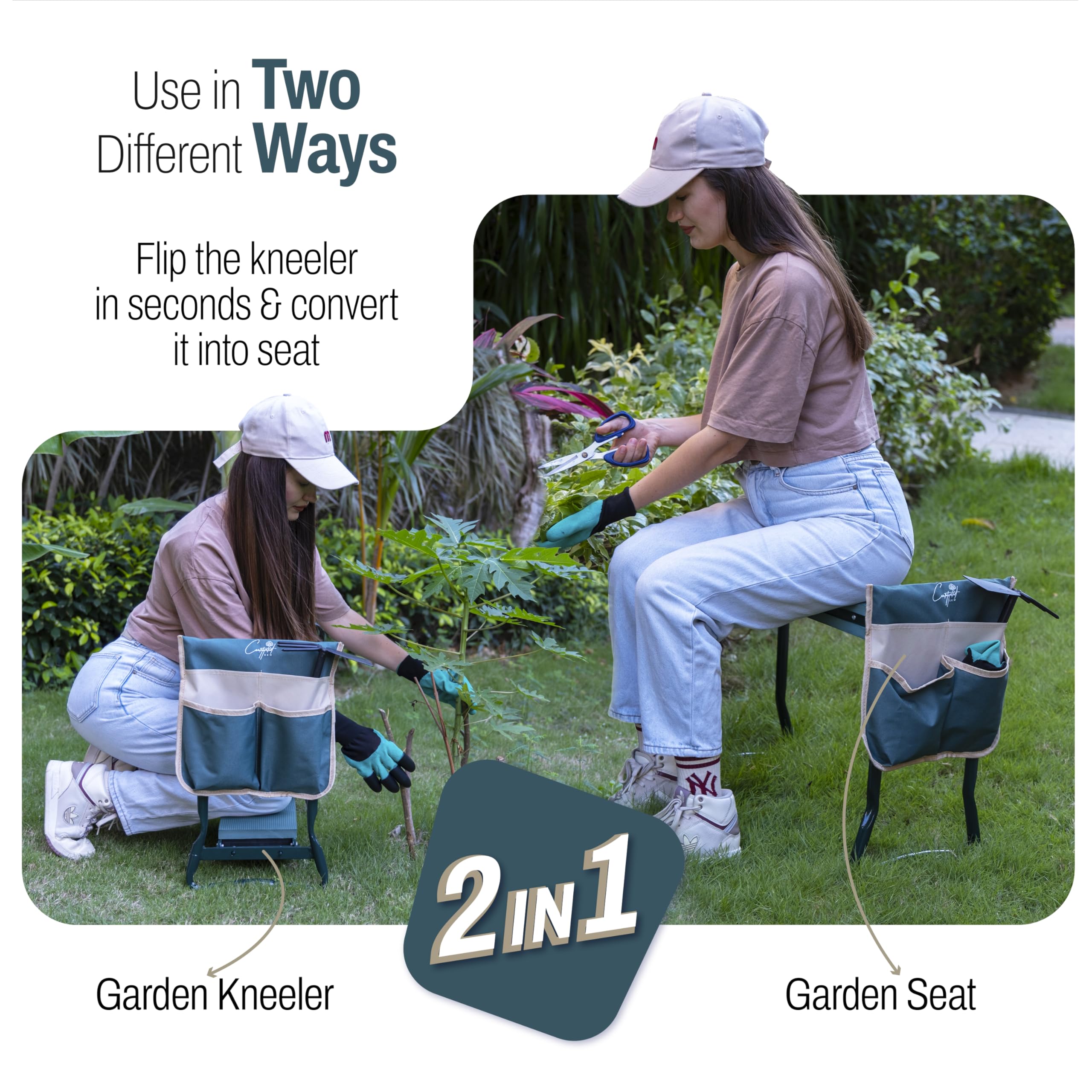**Portable Garden Kneeler Seat with EVS Cushion & 2X Gloves - Heavy Duty, Soft & Wide Kneeling Pad for Gardening - Perfect Gift for Parents (Ideal for Planting, Weeding & Outdoor Work)**