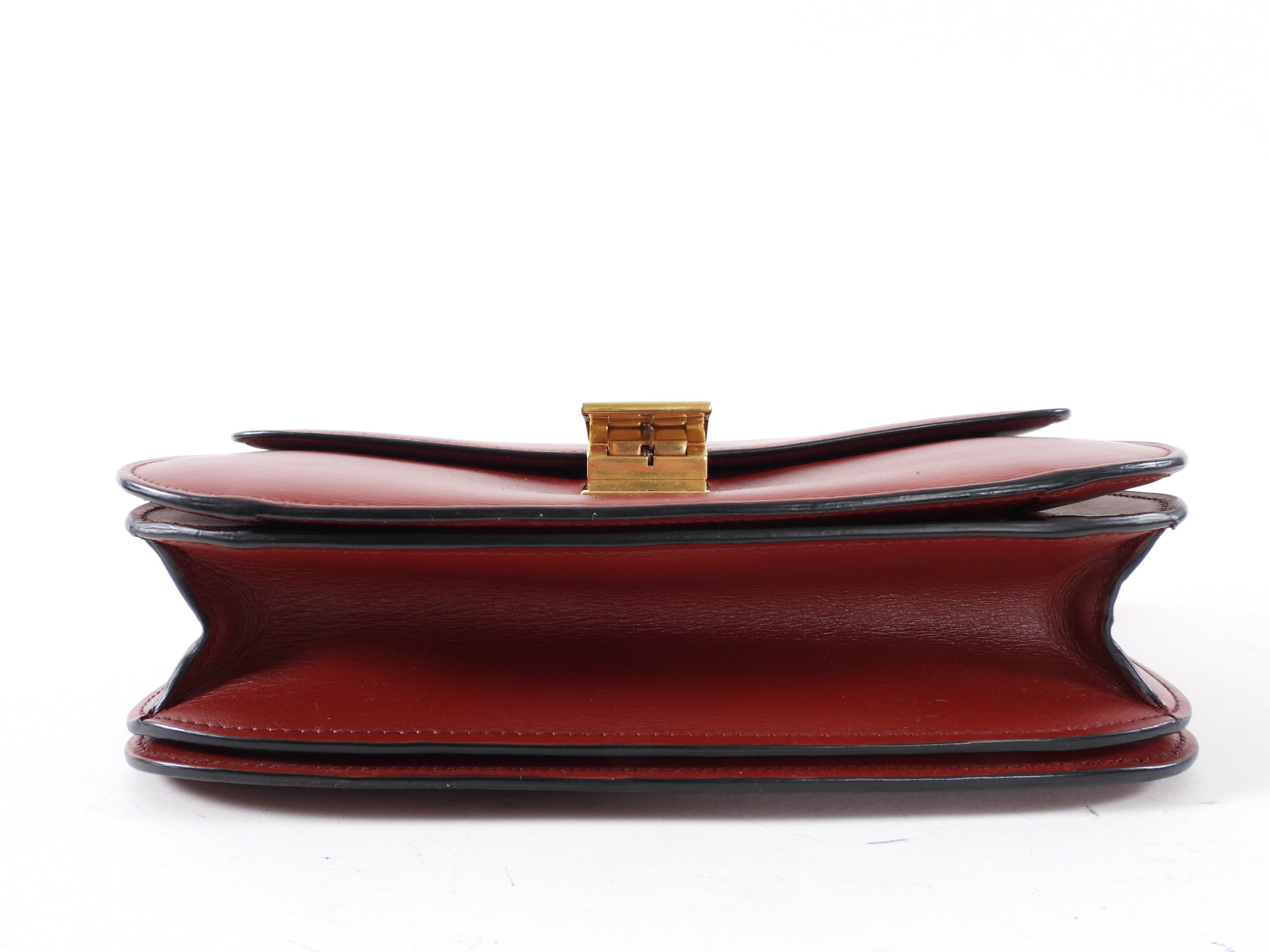 Celine Medium Box Bag in Dark Burgundy Genuine Leather - Luxury Crossbody Handbag for Women, Perfect for Work, Date Night & Travel