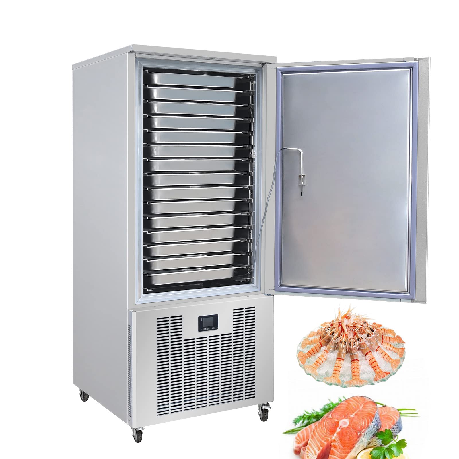 Kolice Commercial 220V 60Hz 15-Tray Blast Chiller Freezer for Cakes, Ice Cream, Chicken & Fish - Restaurant, Hotel & Catering Equipment - Perfect for Bakery, Ice Cream Shop & Food Storage