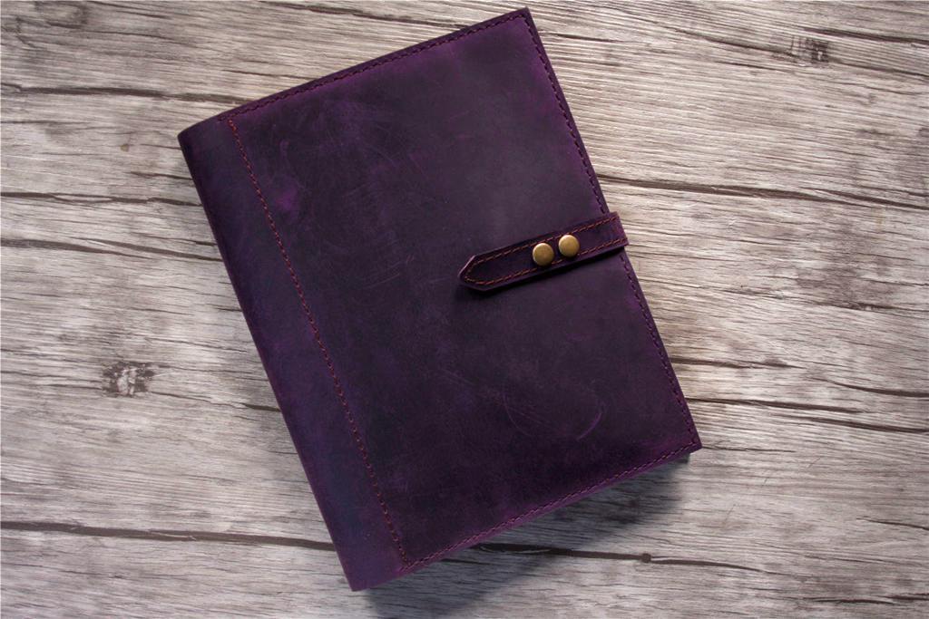 Vintage Purple Leather Binder with Zipper - Elegant Organizer for School, Office & Business Documents | Perfect for Students, Professionals & Home Use