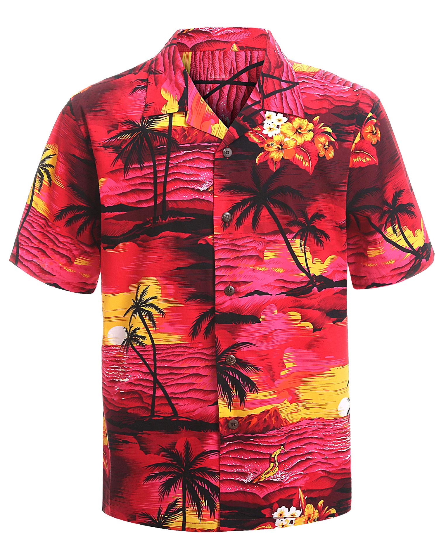 Men's Tropical Storm Hawaiian Shirts - Short Sleeve Regular Fit Floral Shirts for Summer Beach Vacation, Luau Party & Casual Wear