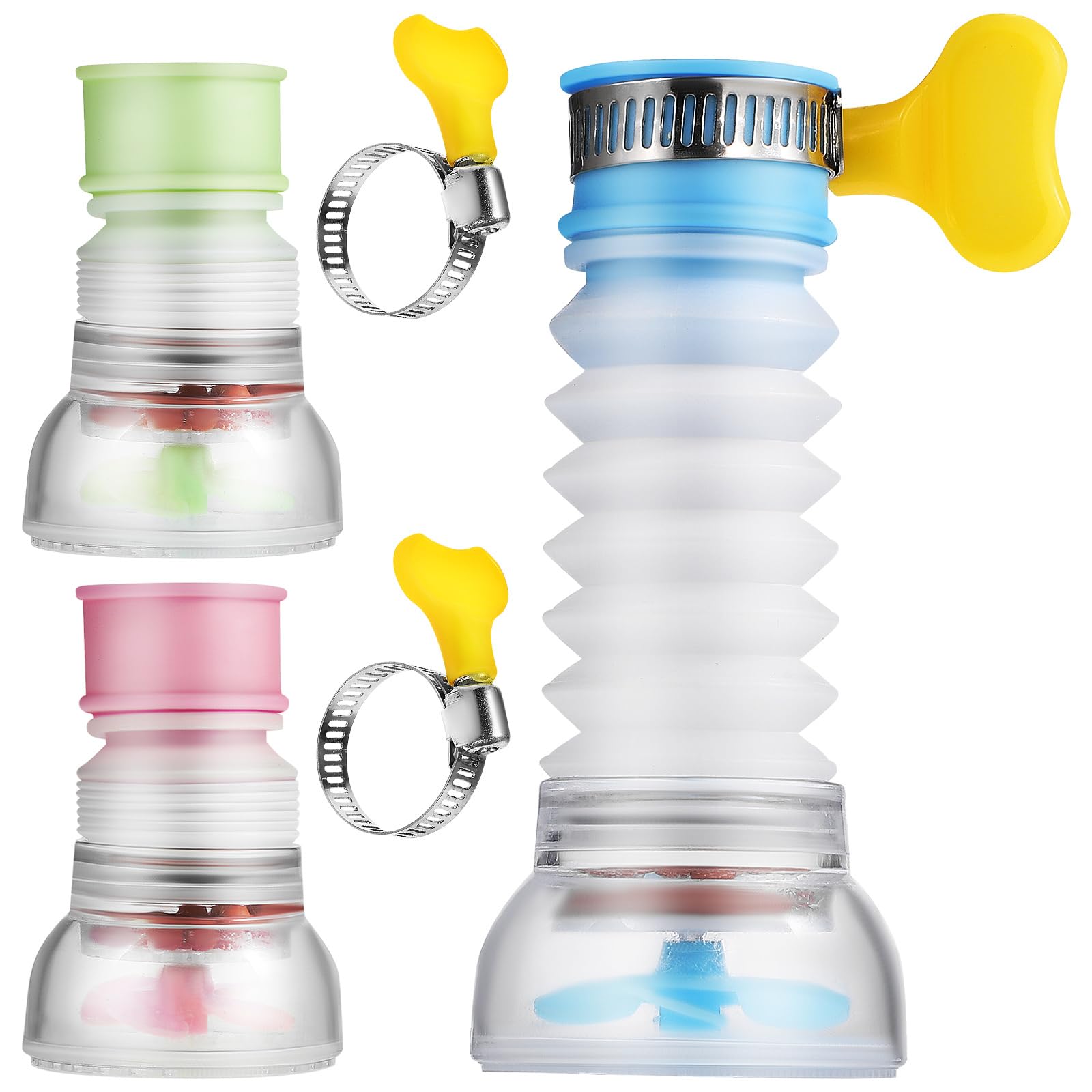 Uonlytech 3-Pack Activated Charcoal Showerhead & Faucet Filter Kit - Extender Nozzle Adapter for Kitchen Sink & Bathroom, Plastic Water Purifier with Rotatable Design | Improves Water Quality for Cooking, Drinking & Showering