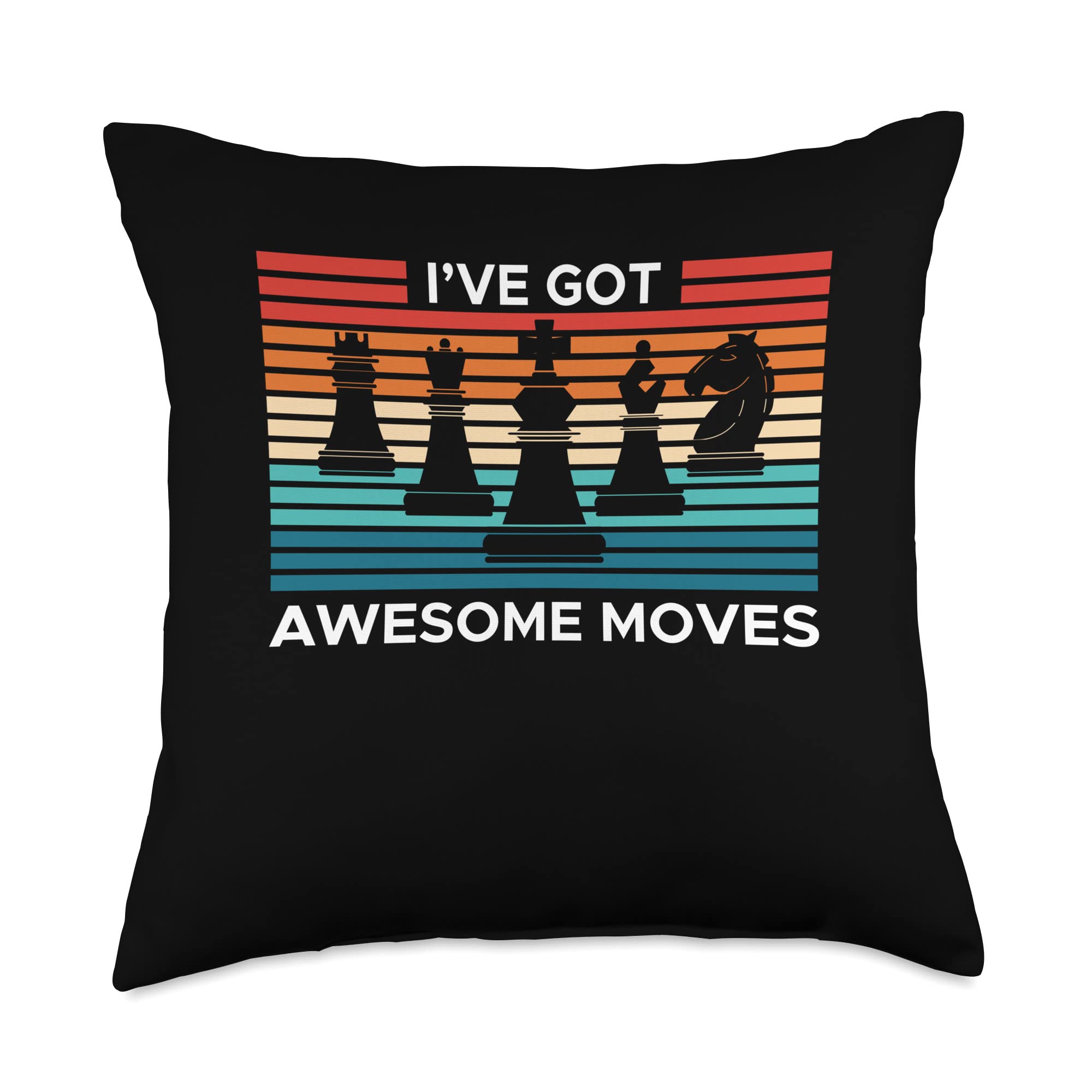 Awesome Moves Chess Player Throw Pillow - 18x18 Multicolor - Perfect for Game Rooms, Living Rooms, and Chess Enthusiast Decor
