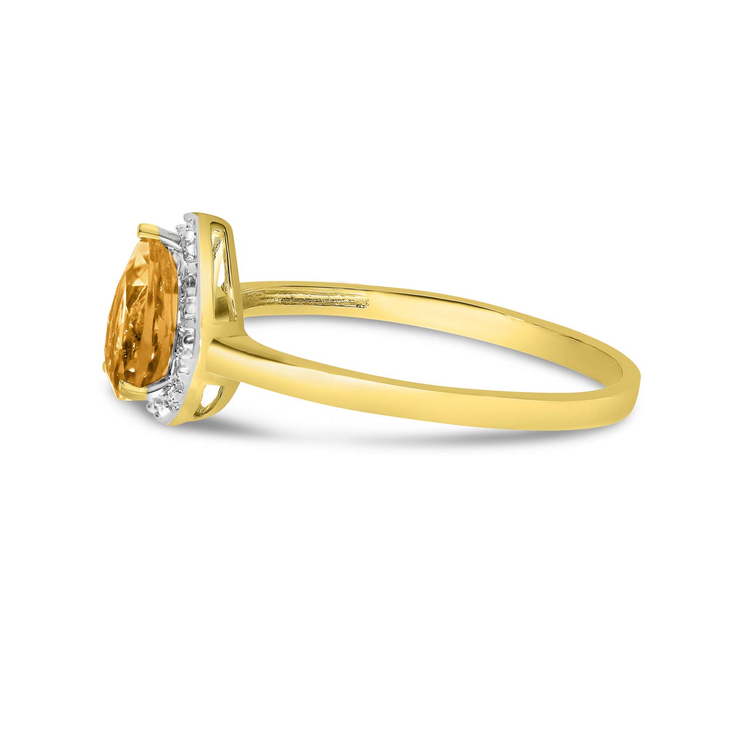 10K Yellow Gold Pear Citrine and Diamond Ring - Elegant Birthstone Jewelry for Women, Perfect for Gifts, Anniversaries & Special Occasions