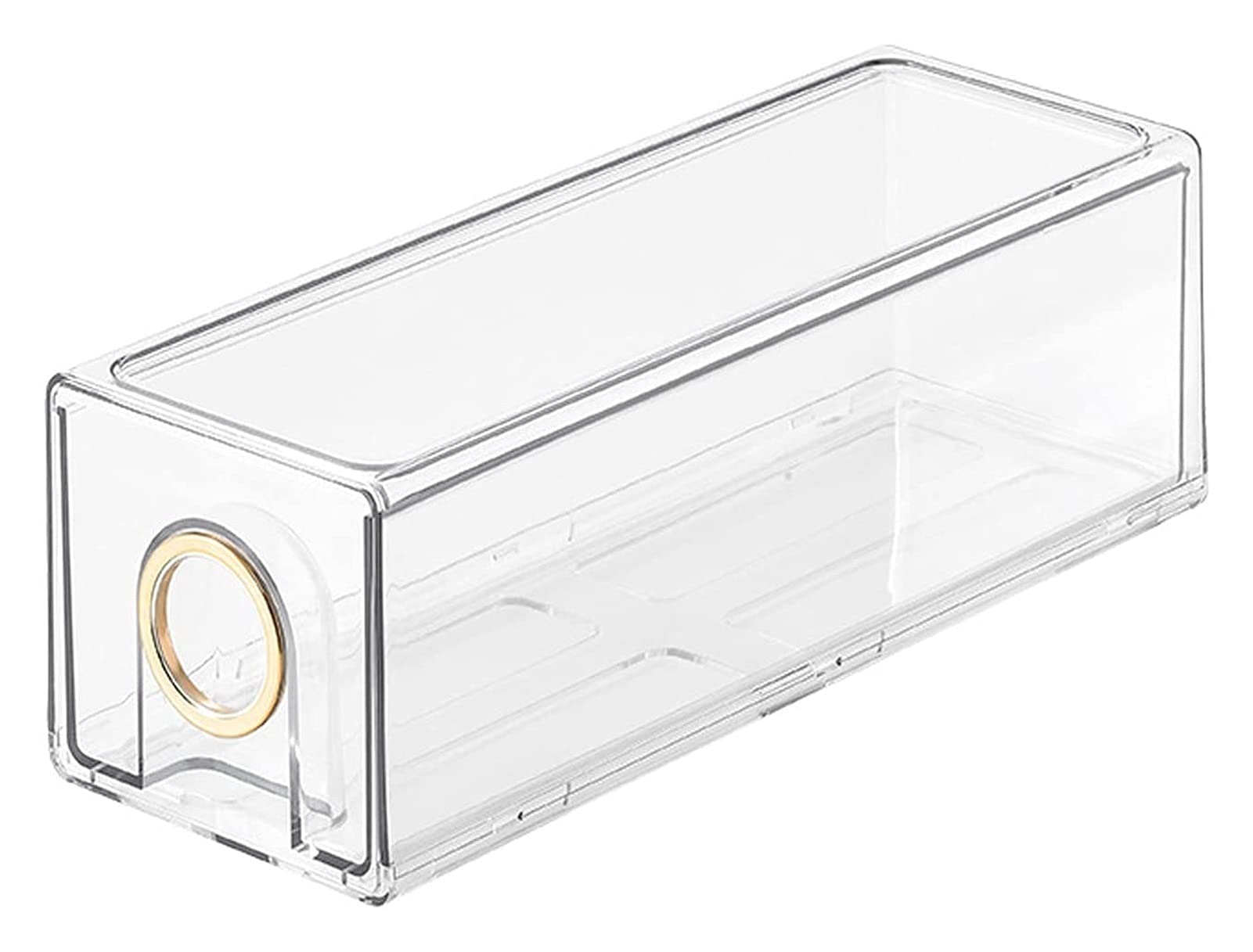 Clear Pull-Out Refrigerator Storage Bins - Gold Drawer Organizer for Fresh Food Keeping | Fridge Storage Containers & Accessories | Perfect for Kitchen Organization & Meal Prep