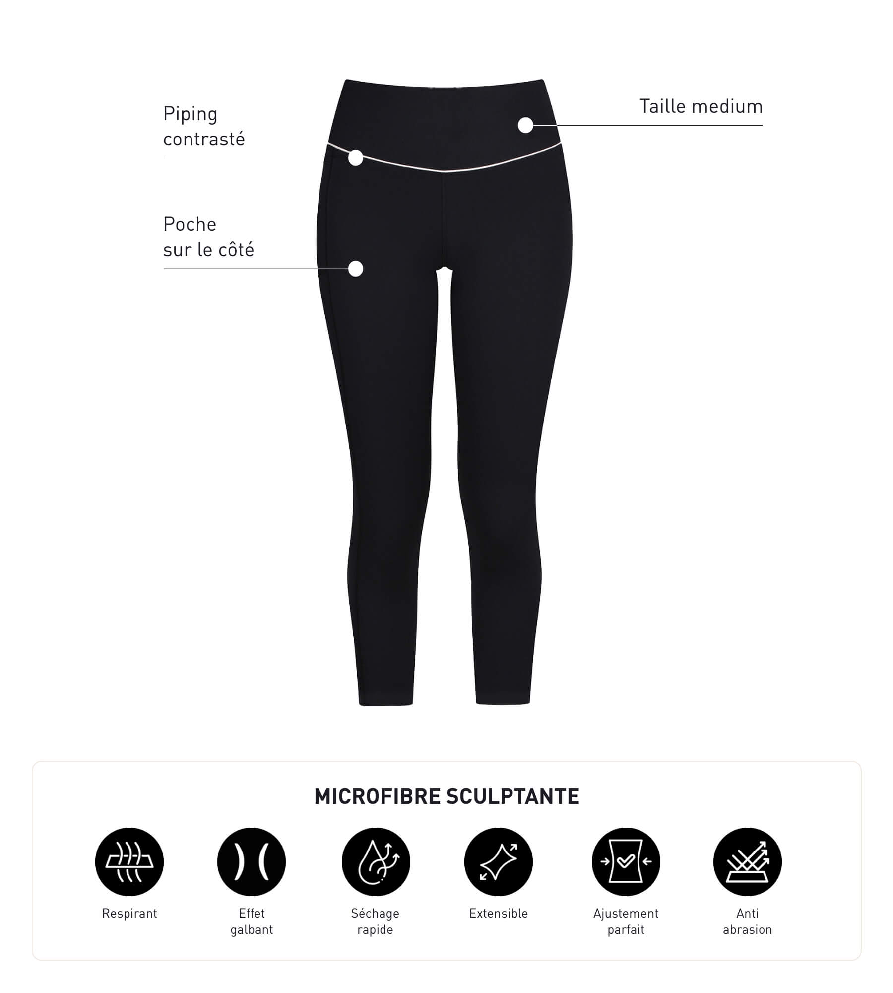 Black High-Waisted Sports Leggings for Women - Breathable Microfiber Workout Leggings for Running, Yoga & Gym | Comfortable & Stretchy Activewear