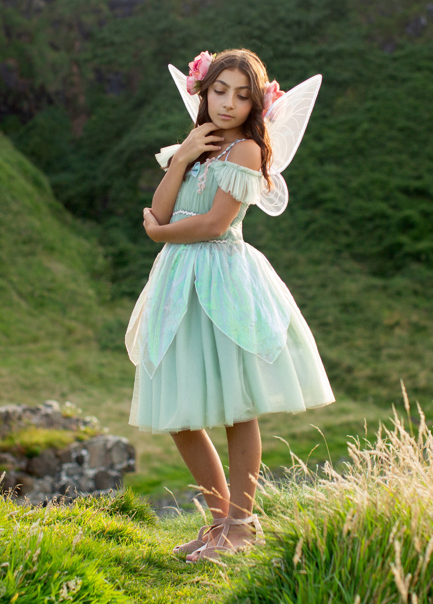 Fairy Costume Set in Seamist - Enchanting Dress with Wings & Accessories for Kids & Adults - Perfect for Halloween, Cosplay, Fantasy Parties & Dress-Up Play
