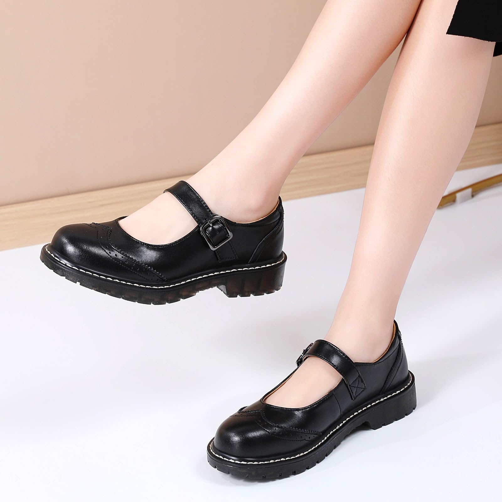 Women's Mary Jane Shoes - Comfortable Leather Flats with Round Toe & Non-Slip Sole | Dressy & Casual Oxfords for Work, School & Everyday Wear | Perfect for Office, Classroom & Daily Outfits