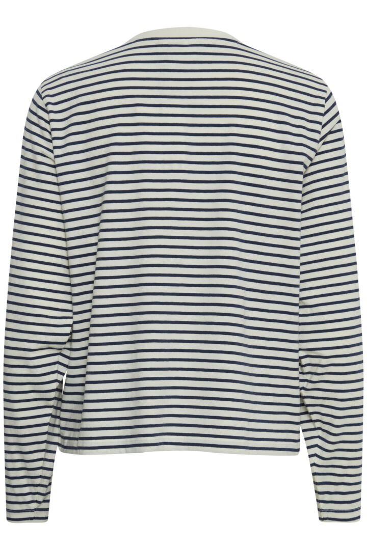 ALMIRA Long Sleeve Top - Total Eclipse Stripe Pattern - Women's Fashion Casual Shirt for Everyday Wear & Layering
