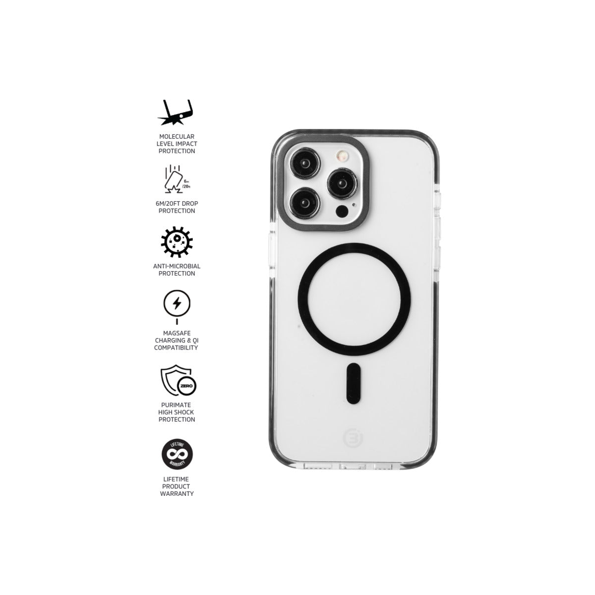 Impact Zero® Clear Case for Apple iPhone 15 Pro Max - Ultra Slim Protective Cover with Anti-Yellowing Technology (Clear/Black) | Perfect for Everyday Use, Work & Outdoor Activities