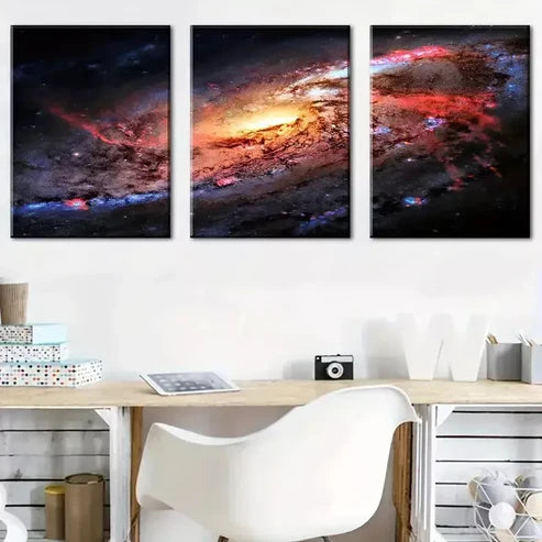 3-Piece Galaxy Outer Space Canvas Wall Art Set - 60x90cm High-Quality Framed Prints | Australian Made | Ready to Hang | Perfect for Living Room, Bedroom & Office Decor
