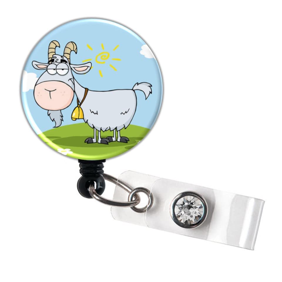 Funny Goat Retractable ID Badge Holder Reel - Office Badge Clip with Lanyard for Nurses, Teachers, Security & Work (Model GG2034) | Perfect for Hospitals, Schools & Corporate Events