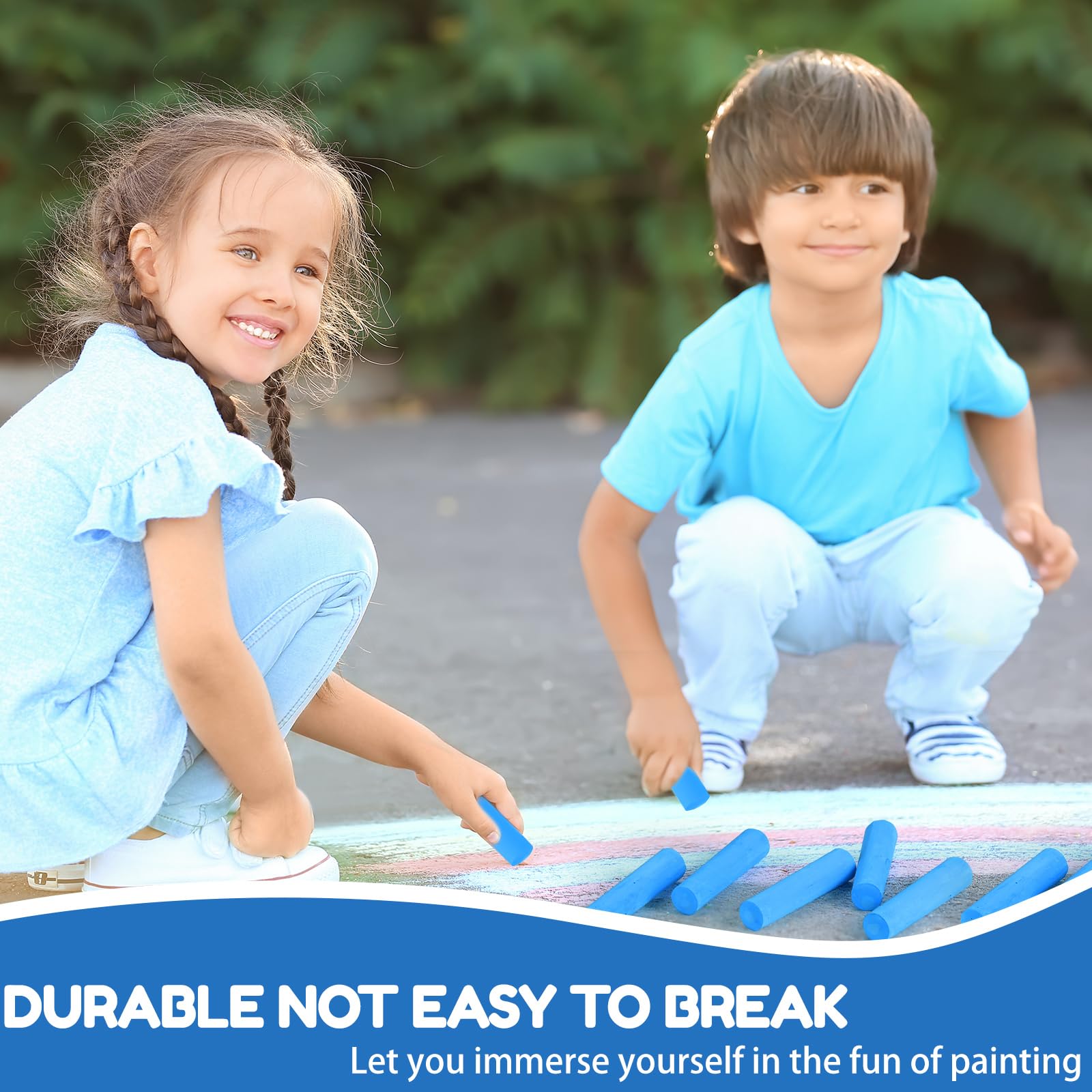 Fulmoon 40 Pcs Jumbo Sidewalk Chalk for Kids - Non Toxic, Washable Outdoor Chalk for Drawing, Painting & Graffiti - Large Round Street Chalk in Blue - Perfect for Classroom, Park & Driveway Art Activities