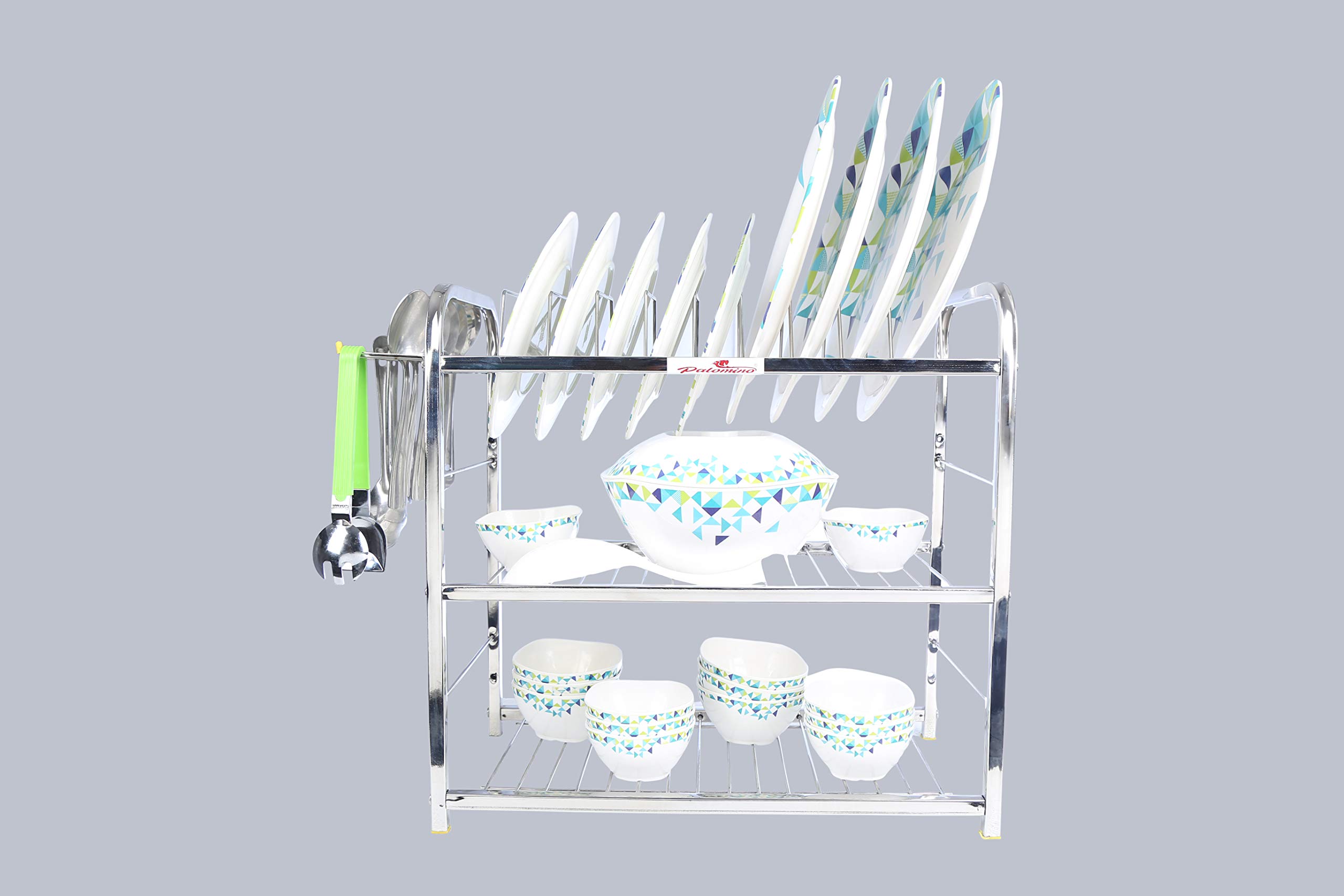 3-Tier 18-Inch Kitchen Dish Rack with Plate & Cutlery Holder - Modern Space-Saving Utensil Organizer for Countertop - Perfect for Small Kitchens, Apartments & Dorm Rooms