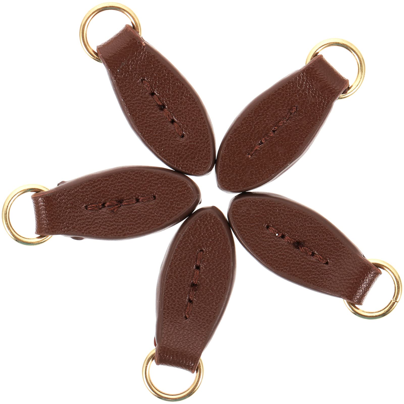 SUPVOX 5Pcs Brown Leather Zipper Pulls - Replacement Leaf Zipper Heads for Handbags, Purses & Backpacks - Durable Bag Accessories for Fashion Upgrades & DIY Projects
