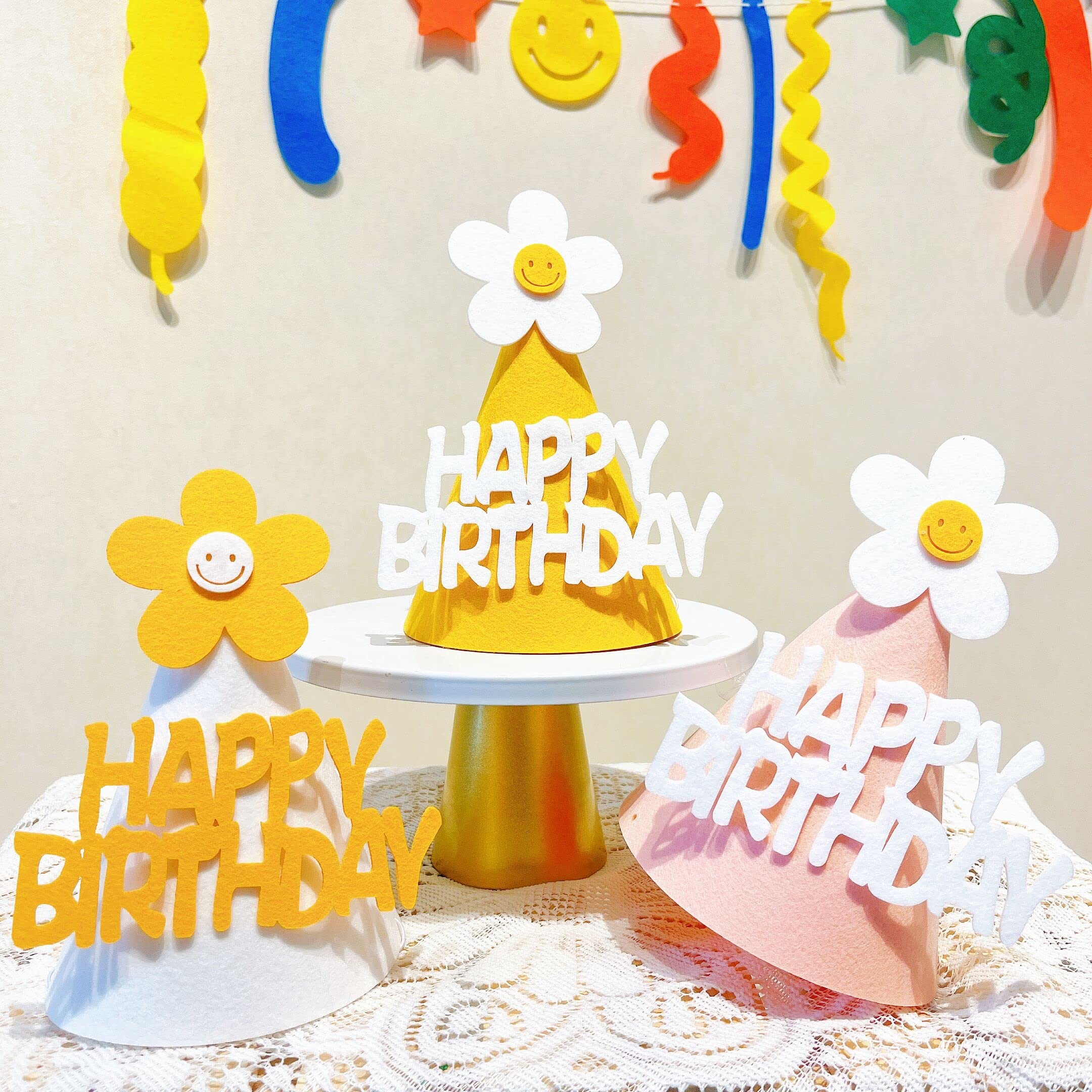 Daisy Balloons & Baby Shower Decorations - Happy Birthday Party Supplies Set with Cone Hats & Banners for Girls & Boys | Perfect for Birthday Parties, Baby Showers & Celebrations