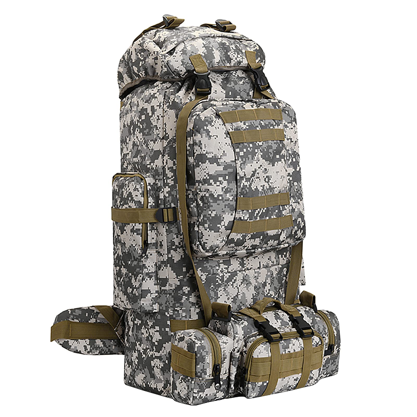 100L Waterproof Lightweight Camping & Hiking Backpack - Molle Military Tactical Rucksack for Outdoor Adventures, Travel & Survival Gear (City Camo) - Perfect for Camping Trips, Hiking Expeditions and Tactical Missions