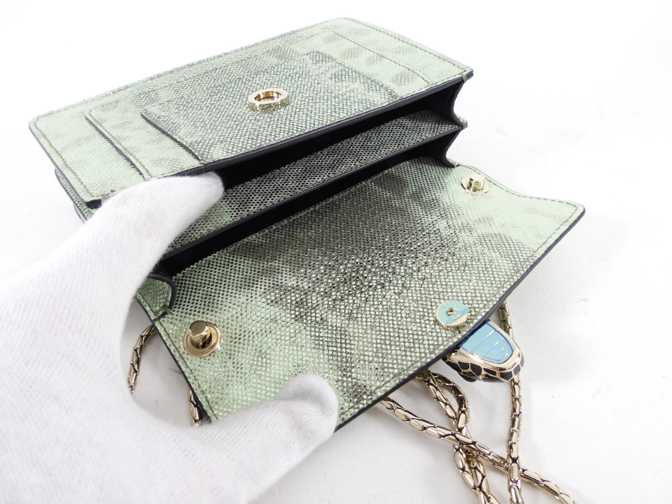Bulgari Mini Metallic Green Serpenti Forever Crossbody Bag - Luxury Designer Handbag for Women | Perfect for Evening Parties, Date Nights & Special Occasions