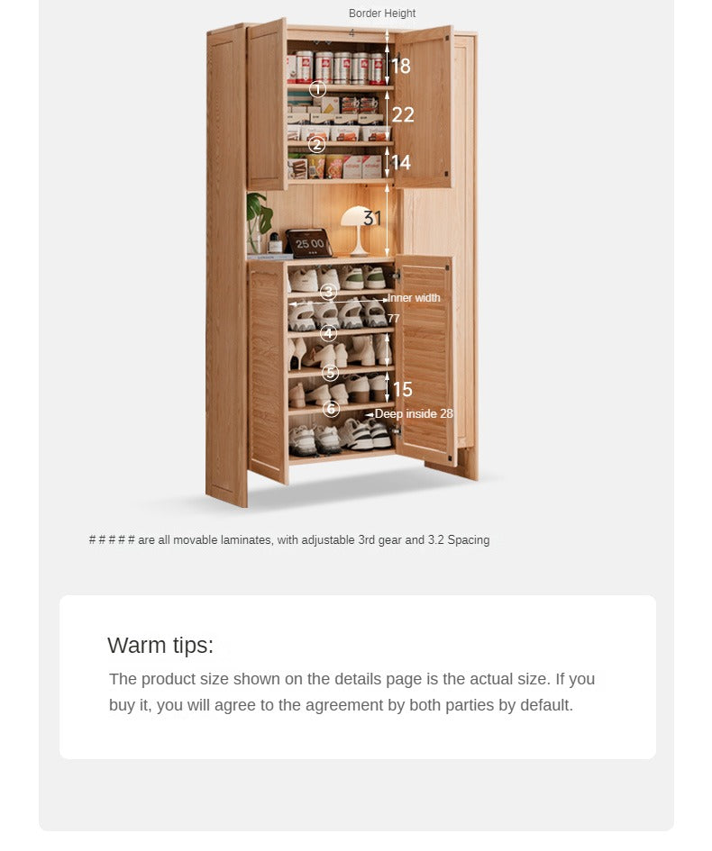 Solid Oak Wood Storage Cabinet - Shoe Locker & Entryway Organizer for Home, Office, or Mudroom - Durable Entry Storage Solution with Adjustable Shelves