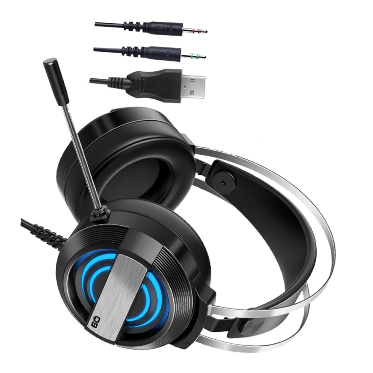DOITOOL USB Gaming Headset with Microphone - Lightweight Over-Ear Headphones for PC, PS4, Xbox - Perfect for Online Gaming, Streaming & Video Calls