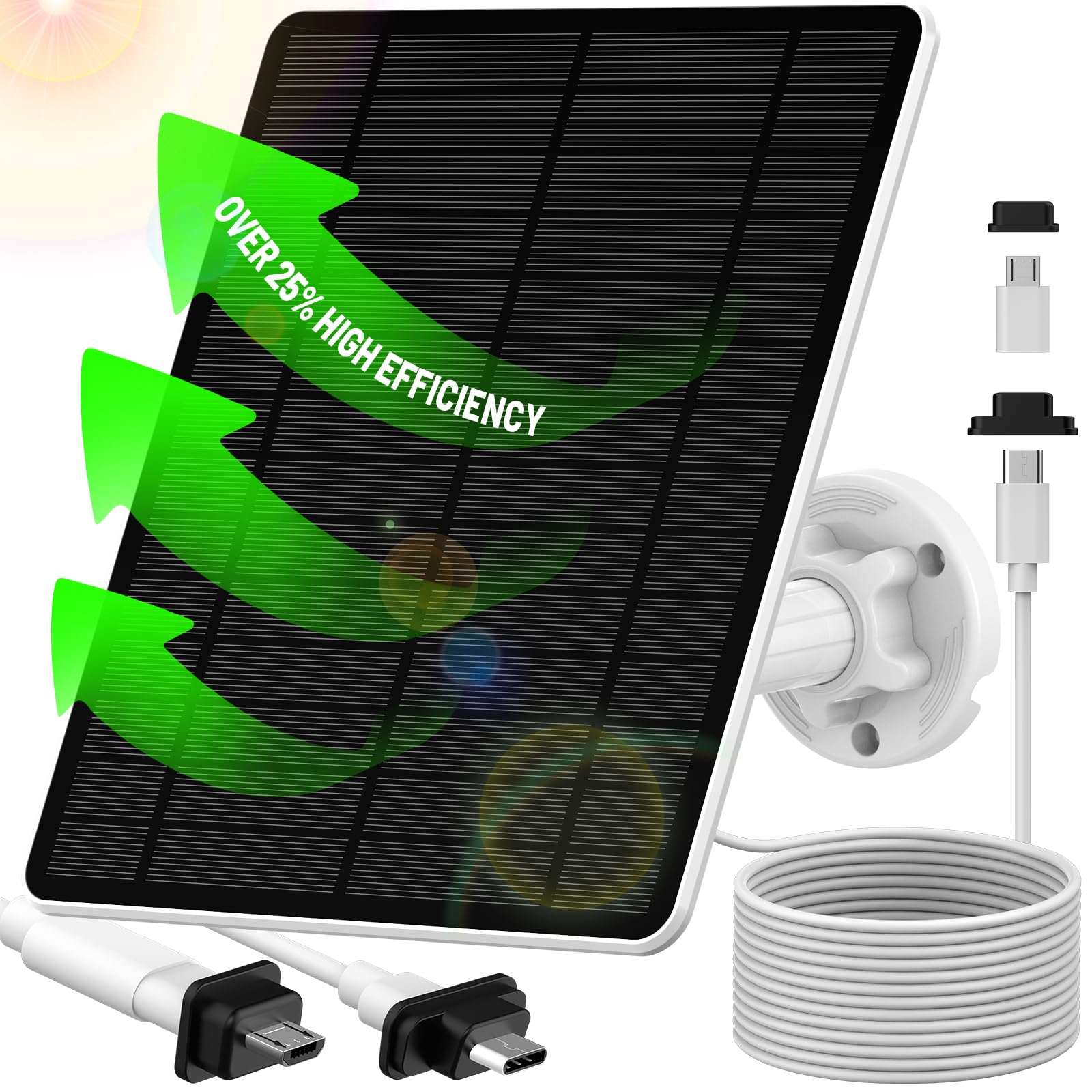 Blink Camera Solar Panel - Waterproof Outdoor Solar Charger with USB-C & Micro USB Ports, High Efficiency Solar Power for Blink Security Cameras - Perfect for Home Security, Backyard Monitoring & Weatherproof Surveillance