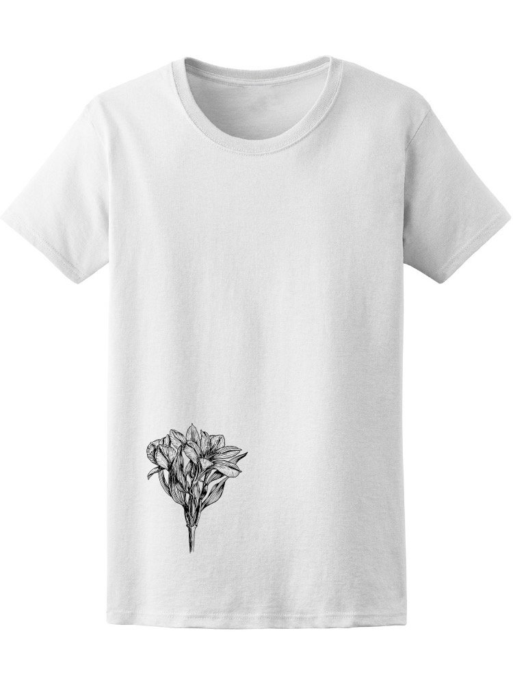 Alstroemeria Flower Sketch T-Shirt for Women - Soft Cotton Casual Tee for Everyday Wear, Outings & Gifts
