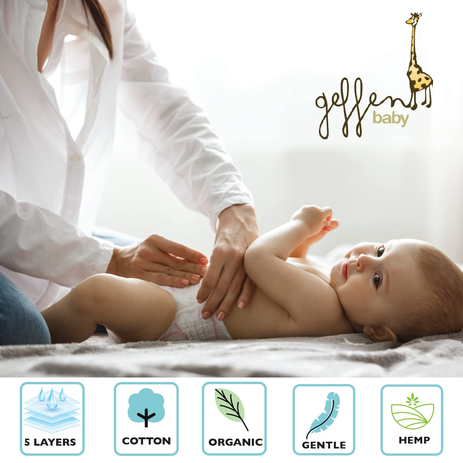 Geffen Baby Super Absorbers Plus Diaper Inserts - Ultra Absorbent Cloth Diaper Liners for Newborns & Toddlers - Perfect for Overnight Protection & Leak Prevention