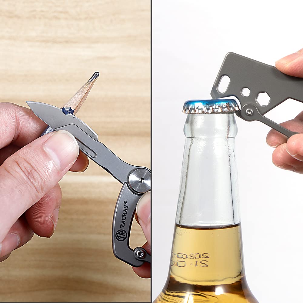 TACRAY Compact EDC Keychain Clip - Small Carabiner Key Holder with Quick Release, Anti-Lost Backpack Hook & Multitool (Bottle Opener + Flat Screwdriver) - Perfect for Outdoor, Hiking, Camping & Everyday Carry Essentials