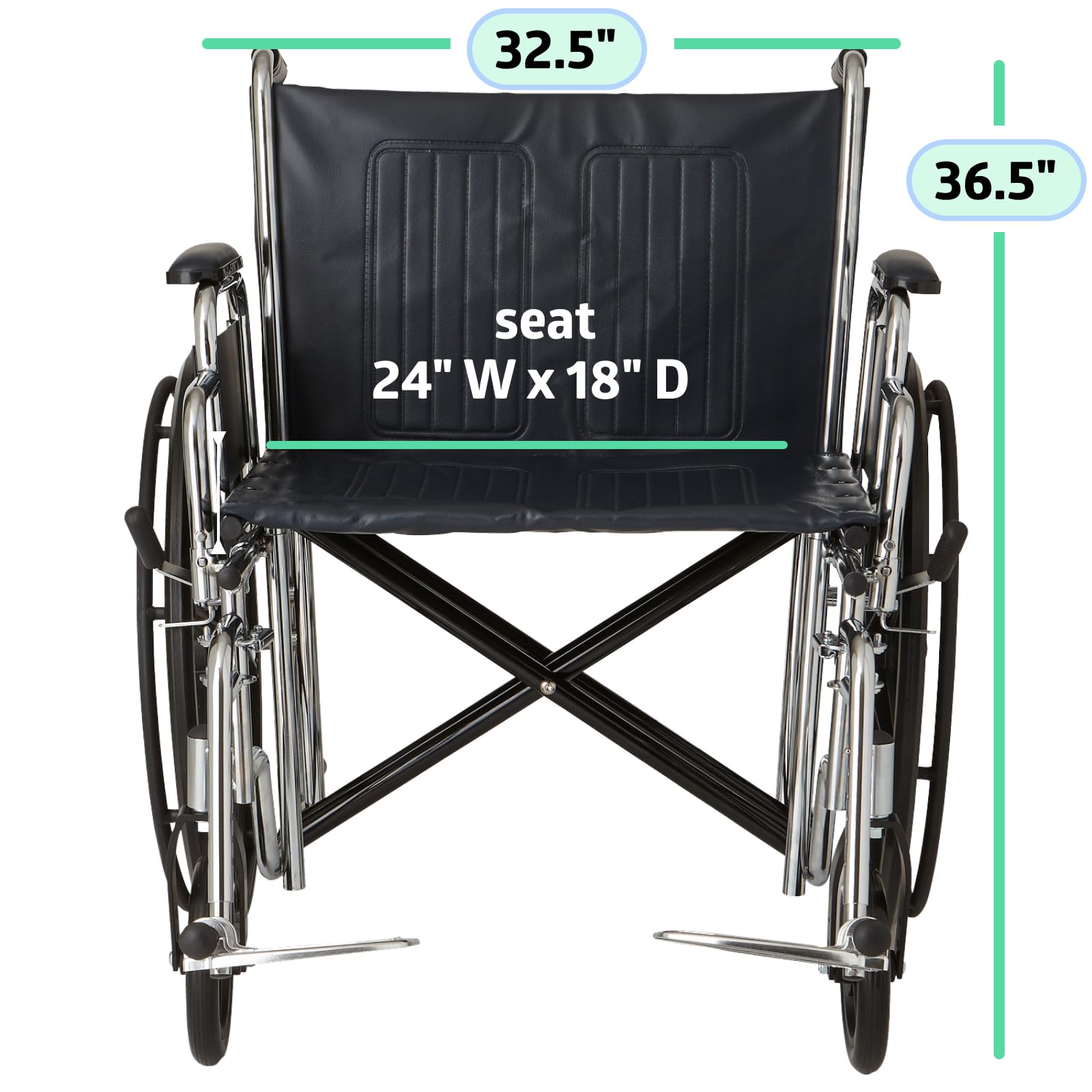 Medline Excel Extra-Wide Bariatric Wheelchair for Heavy Duty Adults & Seniors - 24