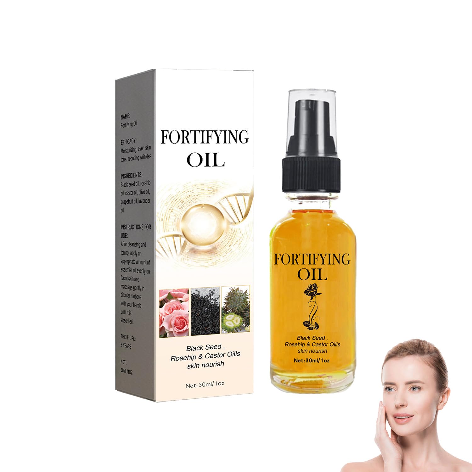 Lalenas Organic Castor Black Seed Rosehip Oil Serum for Face - Anti-Aging Facial Treatment with Blackseed Oil & Rosehip Oil - Perfect for Night Care, Dry Skin Hydration & Acne Scar Reduction