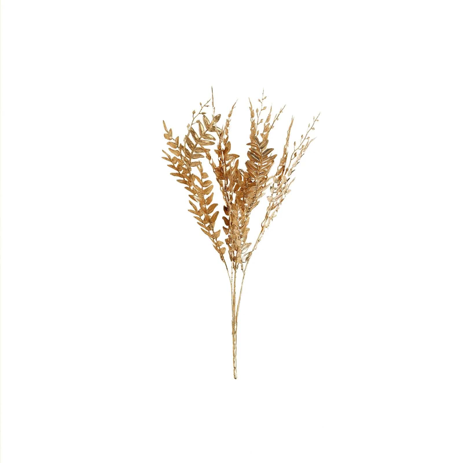 2 Pack Gold Metallic Artificial Fern Leaf Branches - 21